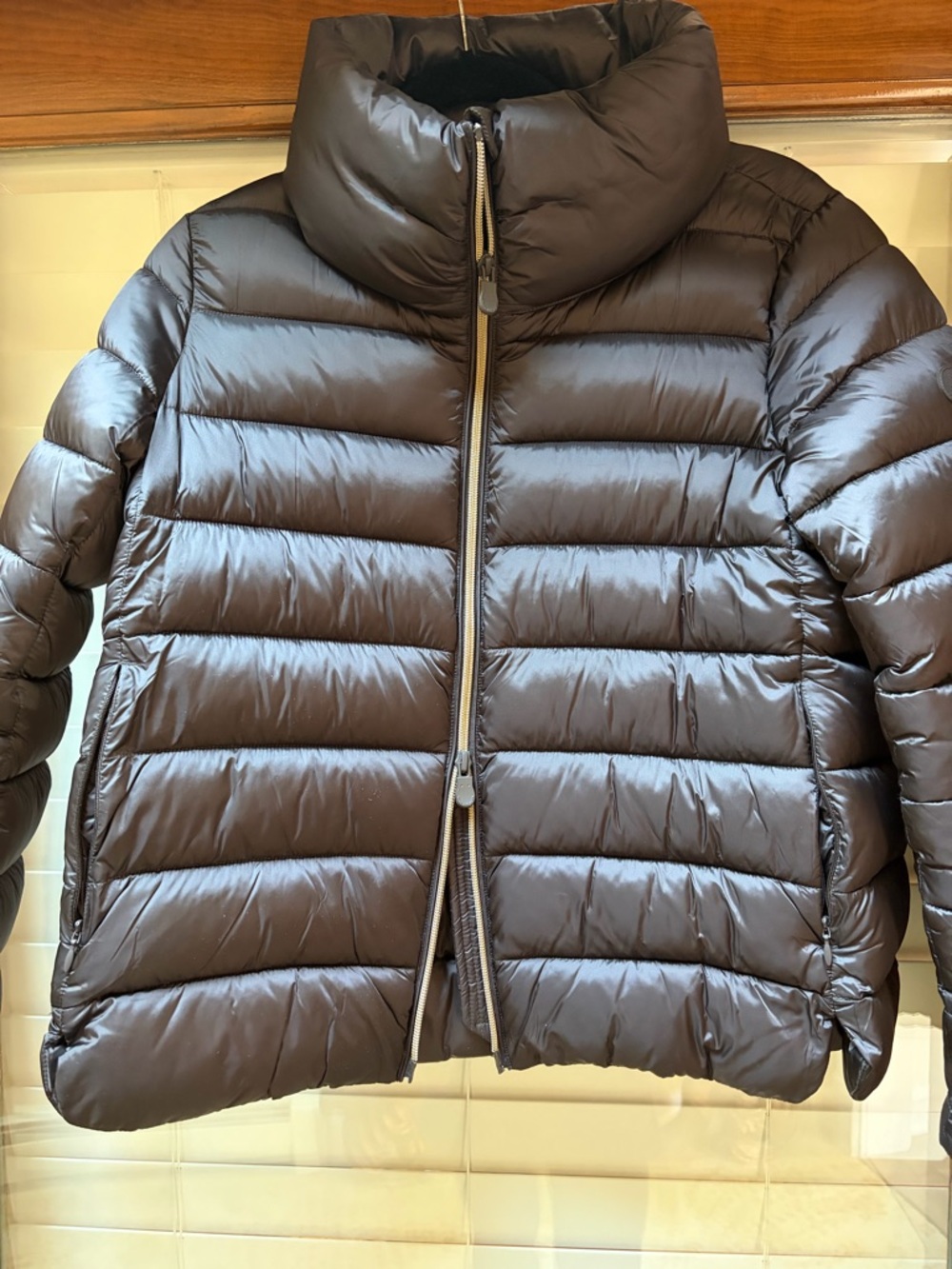 SAVE THE DUCK Brown Black Puffer Jacket